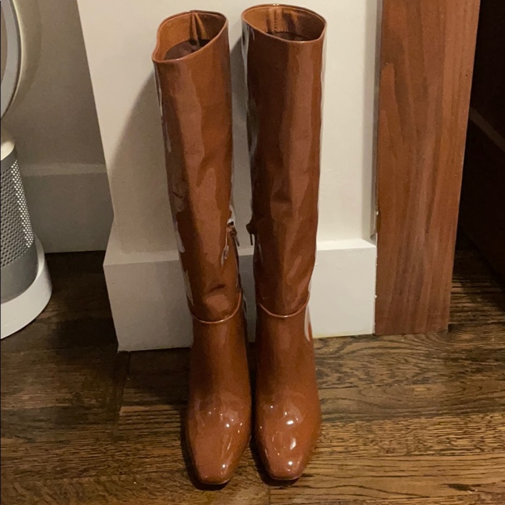 Steve Madden Congac Patent Leather Boots